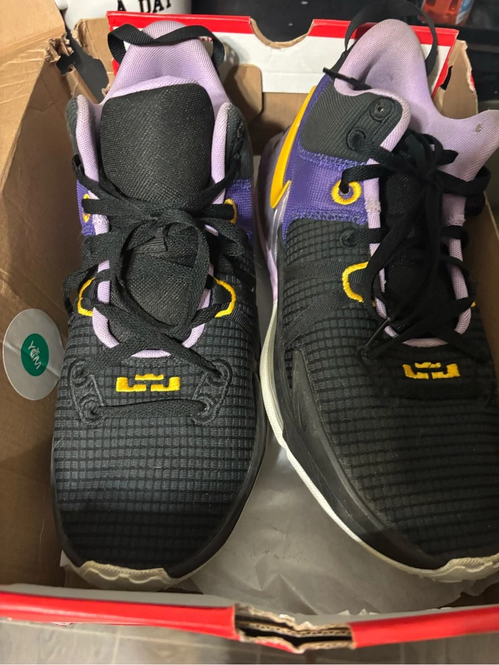 Nike Women's Black Purple Yellow Basketball Sneakers